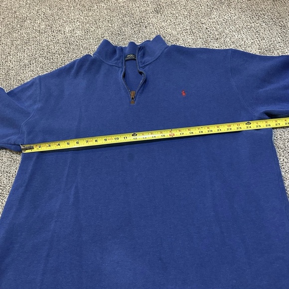 POLO RALPH LAUREN XXL Bright Cobalt Blue Mesh Knit 1/4 Quarter Zip R $138 - Picture 4 of 6